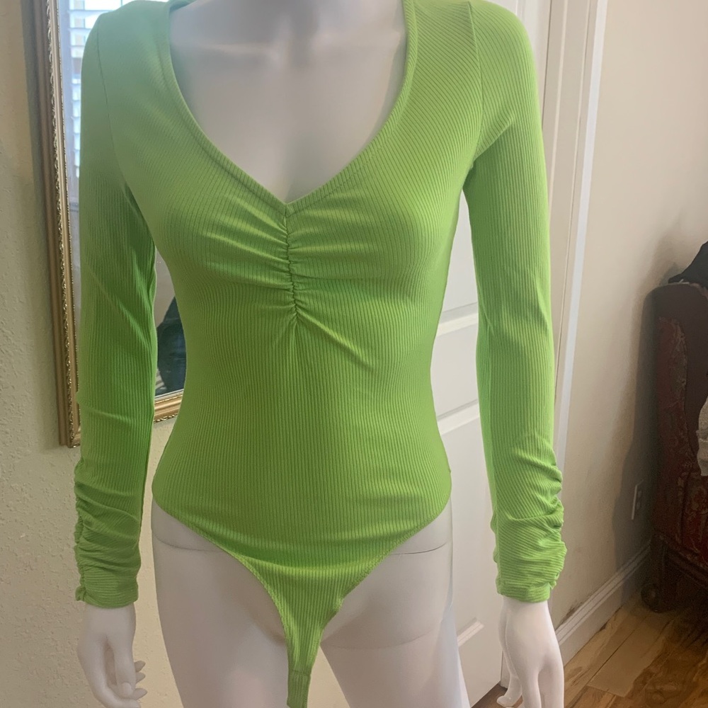 Fashion Nova Lime Long Sleeve Bodysuit